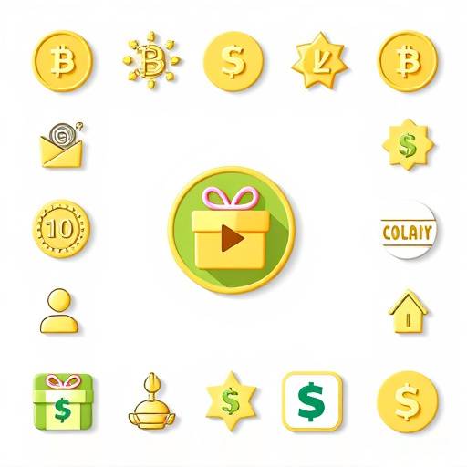 A collage of icons representing diverse monetization methods: coins for in-app purchases, a gift box for loot boxes, a play button for rewarded video ads, and a subscription badge.