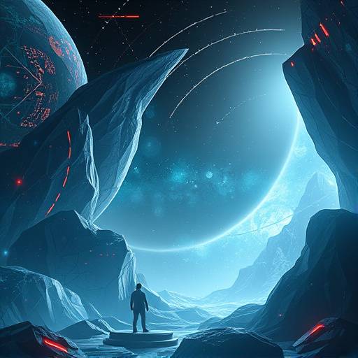 Abstract visualization of artificial intelligence algorithms dynamically shaping game worlds and player interactions.