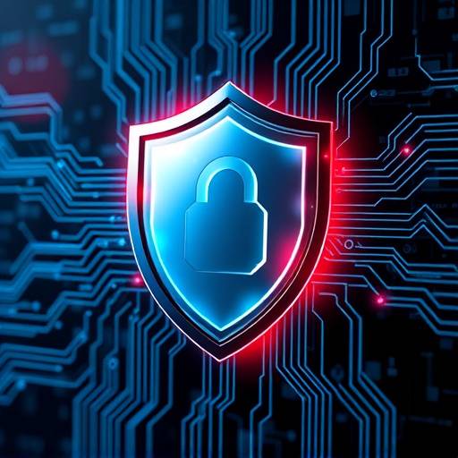 An abstract icon representing a shield with digital data streams flowing around it, symbolizing robust data protection and privacy measures for users of GameFlow Dynamics.