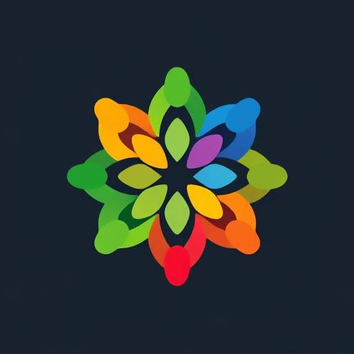 An abstract icon symbolizing inclusivity and equal access, featuring interconnected shapes and diverse color palettes.